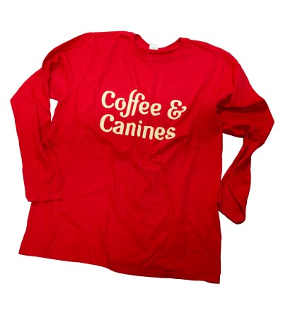 Hollywood Feed T-Shirt - Long Sleeve Canine & Coffee - Red