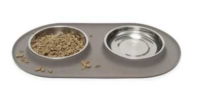 Messy Mutts & Cats Double Cat Feeder - Grey