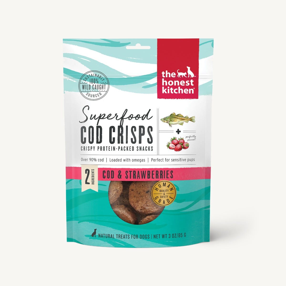 Honest Kitchen Dog Treats - Super Crisps - Cod & Strawberry