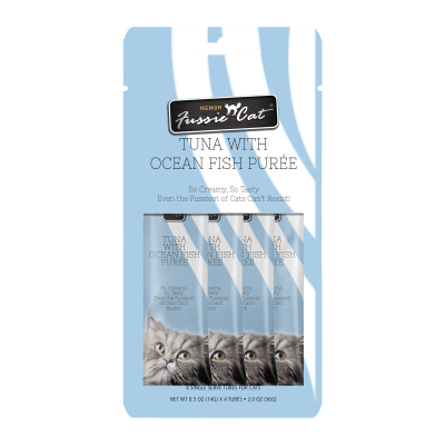 Fussie Cat Puree Cat Treat - Tuna & Ocean Fish-2.0 oz - 4 Pack