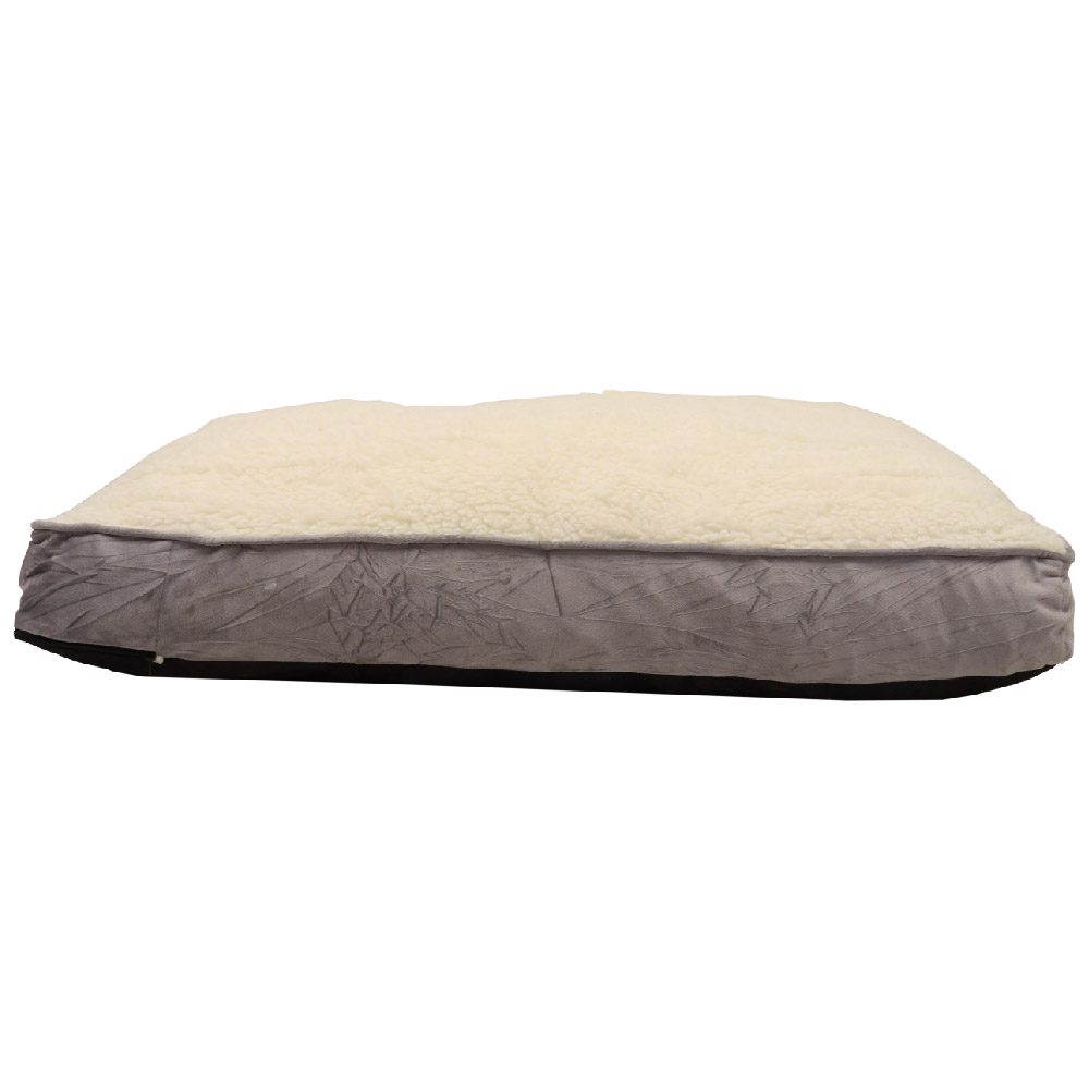 Canine Cushion Dog Bed - Corded Rectangle Bed Grey