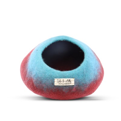 Solo & Lilly Cat Cave - Blue/Burgundy