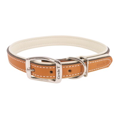 Coastal Leather Dog Collar - Tan & Cream-1 inch wide