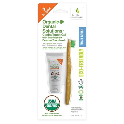 Pure and Natural Pet Pet Dental Care - Organic Dental Solutions CanineTooth Gel with Eco-Friendly Bamboo Toothbrush