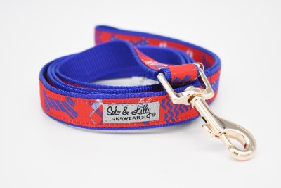 Solo & Lilly Dog Leash - Red, White, & Blue Bones
