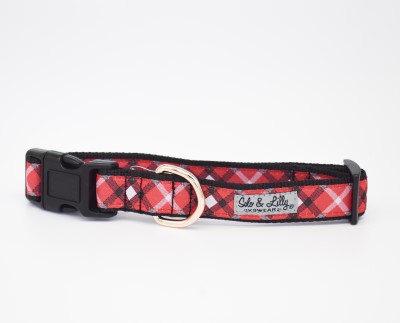 Solo & Lilly Dog Collar - Red Plaid