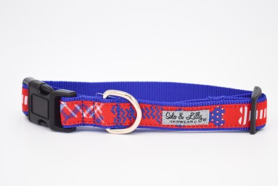 Solo & Lilly Dog Collar - Red, White, & Blue Bones