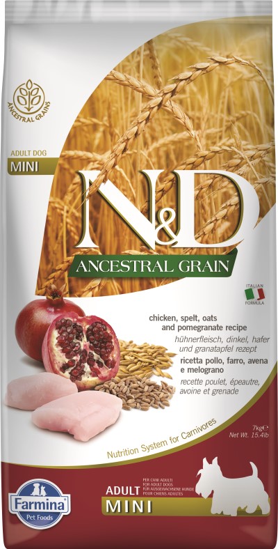 Farmina N&D Ancestral Grain Dry Dog Food - Chicken & Pomegranate Mini Adult