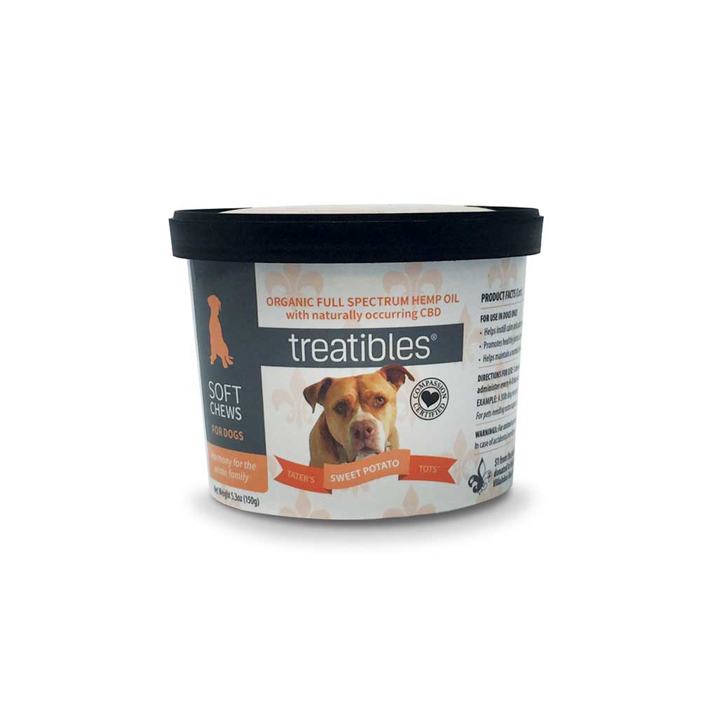 Treatibles Dog Supplement - 3mg CBD Sweet Potato Tots Soft Chews