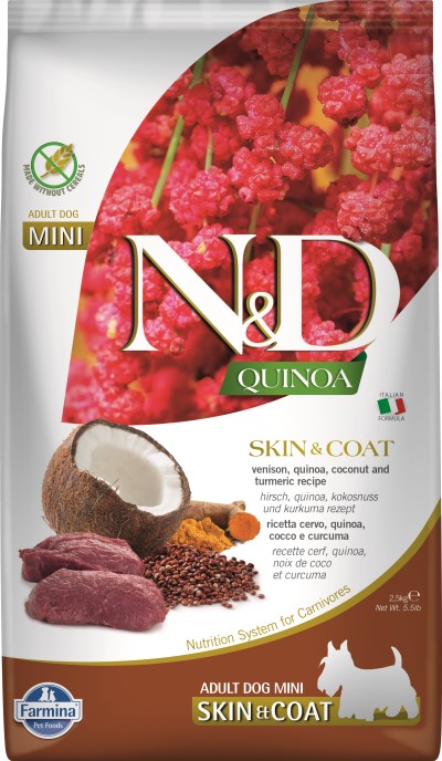 Farmina N&D Quinoa Dry Dog Food - Skin & Coat Venison Mini Adult