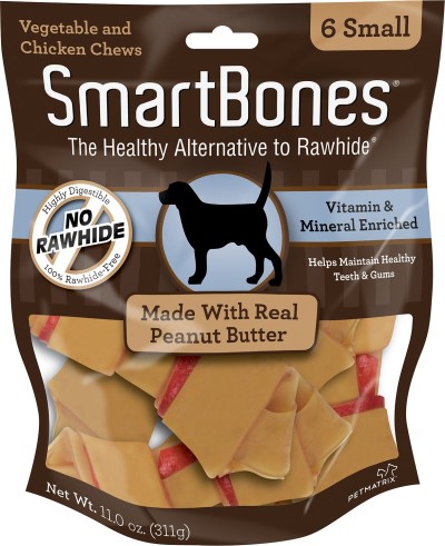 SmartBones Dog Treats - Small Peanut Butter Chew Bones