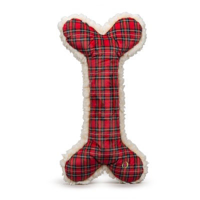 HuggleHounds Dog Toy - Christmas Fleece & Tartan Bone