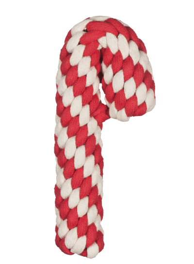 HuggleHounds Dog Toy - Christmas Cotton Rope Candy Cane Red & White