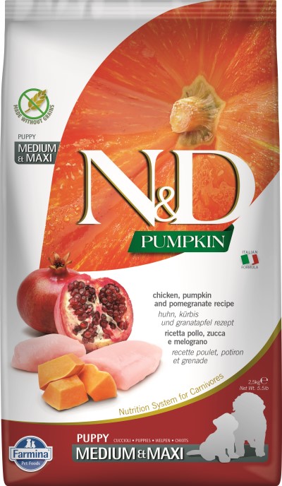 Farmina N&D Pumpkin Dry Puppy Food - Chicken, Pumpkin, & Pomegranate Med/Maxi Puppy