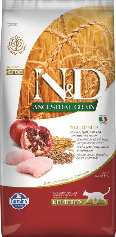 Farmina N&D Ancestral Grain Dry Cat Food - Chicken & Pomegranate Neutered Cat