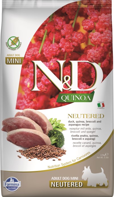Farmina N&D Quinoa Dry Dog Food - Duck, Broccoli, & Asparagus Neutered Mini