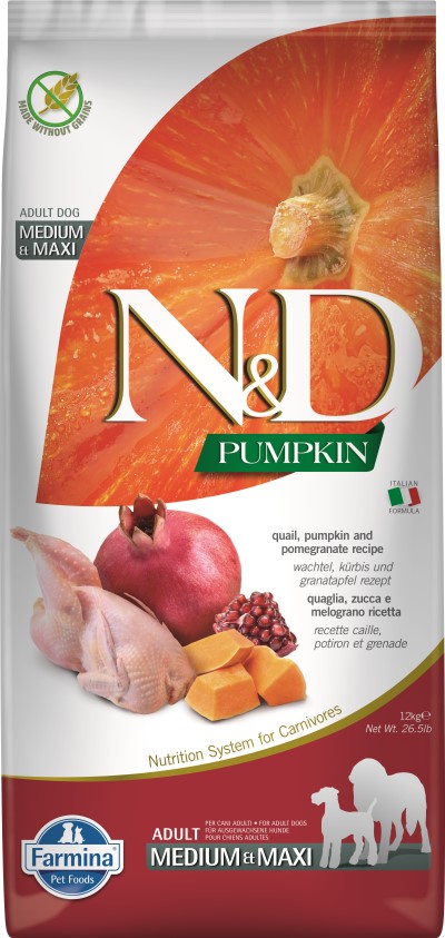 Farmina N&D Pumpkin Dry Dog Food - Quail & Pomegranate Med/Maxi Adult