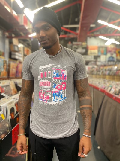 Baltimore Record Shop T-Shirt/Grey/Pink/Blue@Small