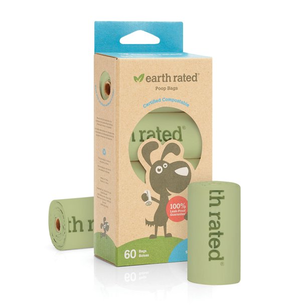 Earth Rated 60 Certified Compostable Bags on 4 Refill Rolls-Unscented