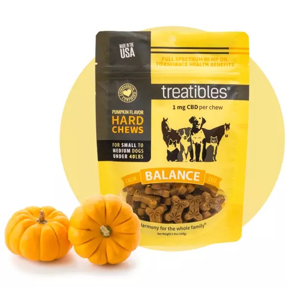 Treatibles® Hard Chews Pumpkin Flavor 1 mg & 4 mg CBD for Dogs