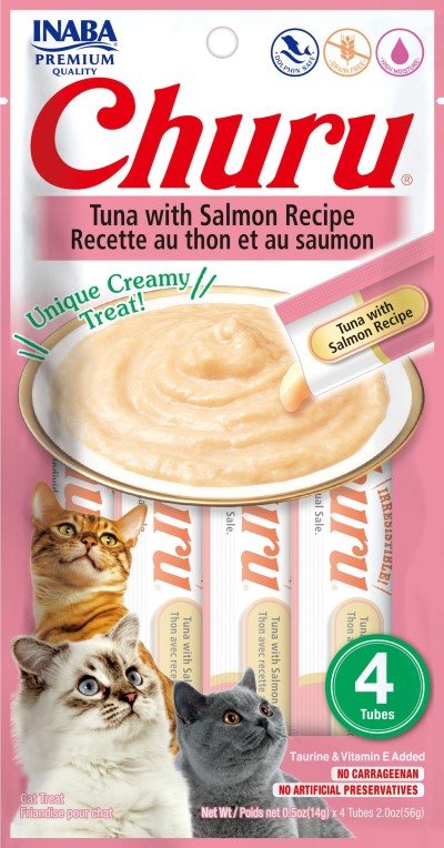 INABA Churu Purée Tuna with Salmon Recipe Treats for Cats