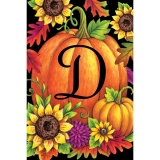 Custom Decor Initial D Pumpkin Sunflower Fall Garden Flag