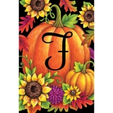 Custom Decor Initial F Pumpkin Sunflower Fall Garden Flag
