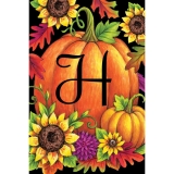 Custom Decor Initial H Pumpkin Sunflower Fall Garden Flag