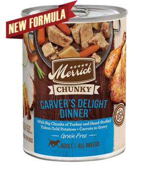 Merrick Grain Free Chunky Carver's Delight Dinner in Gravy Canned Dog Food