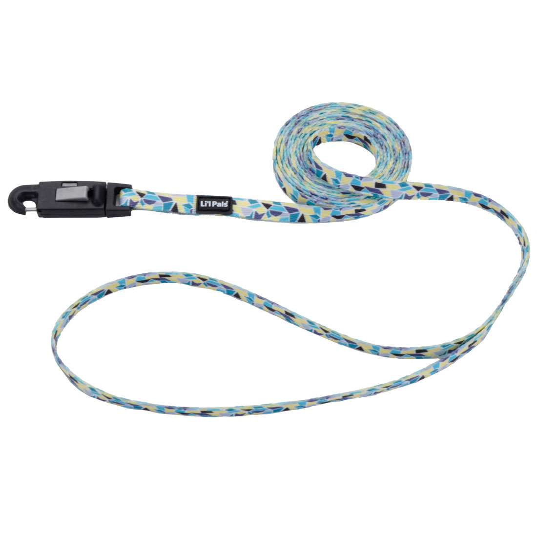 Li'l Pals Patterned Dog Leash with E-Z Snap 3/8"-Teal, Yellow, Grey Stained Glass