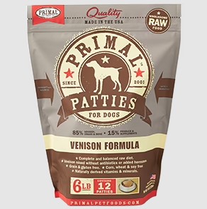 Primal Canine Raw Frozen Patties-Venison Formula