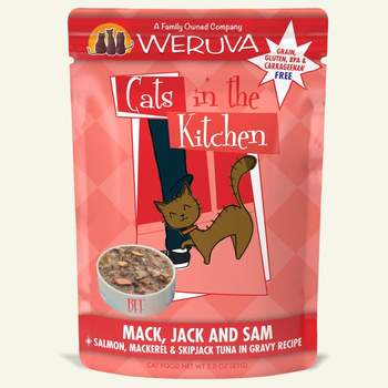 Weruva Cats in the Kitchen Mack, Jack and Sam Salmon, Mackerel & Skip Jack Tuna in Gravy for Cats