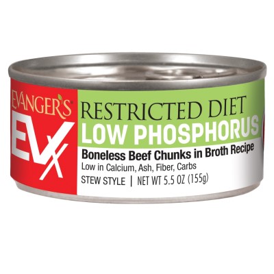 Evanger's EVX Restricted Diet Low Phosphorus Bonelss Beef Chunks in Broth Recipe Cat Food