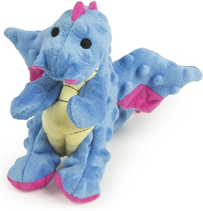 goDog Dragons Chew Guard Squeaky Plush Dog Toy-Periwinkle