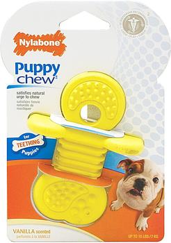Nylabone Puppy Chew Rubber Teether Dog Toy, Small, Yellow