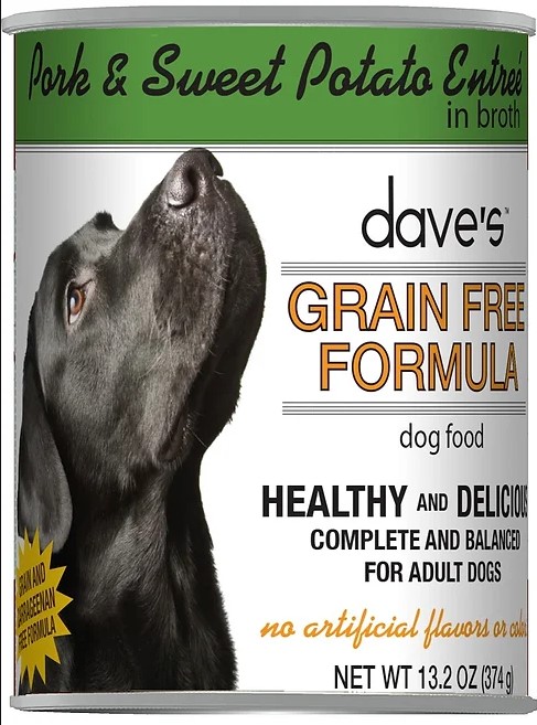 Dave's Grain Free Pork & Sweet Potato Entrée Recipe for Dogs