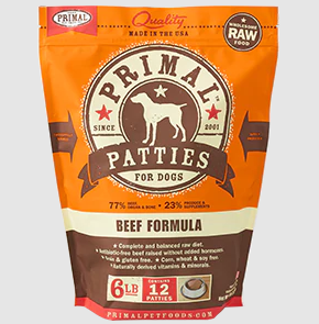 Primal Canine Raw Frozen Patties-Beef Formula