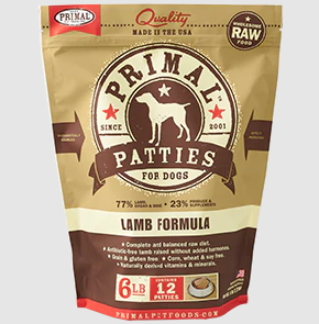 Primal Canine Raw Frozen Patties-Lamb Formula