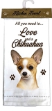 E&S Kitchen Towel All You Need is Love and a-Chihuahua Tan