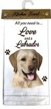 E&S Kitchen Towel All You Need is Love and a-Labrador Yellow