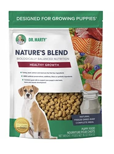 Dr. Marty's Premium Freeze Dried Nature's Blend Healthy Growth Dog Food for Puppies, 16oz