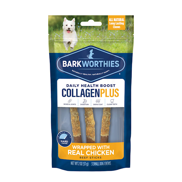 Barkworthies Chicken Wrapped Collagen Plus Beef Sticks for Dogs-3 Pack