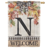 Carson Initial N Autumn Spray Fall Garden Flag