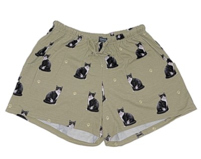 Comfies Dog Breed Lounge Shorts for Women-Black & White Cat