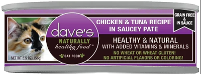 Dave's Naturally Healthy™ Naturally Healthy Grain Free Chicken & Tuna Recipe in Saucey Paté for Cats