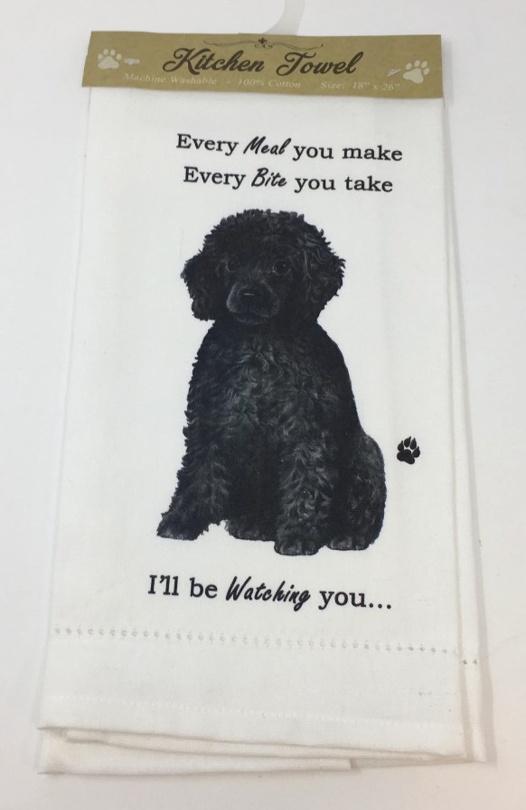 E&S Kitchen Towel I'll Be Watching You...-Poodle Black