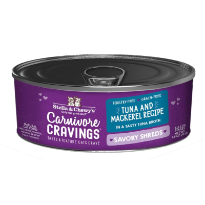 Stella & Chewy's Carnivore Cravings Savory Shreds Tuna & Mackerel Recipe Canned Cat Food