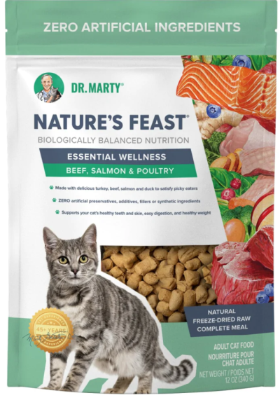 Dr. Marty Nature's Feast Essential Wellness Beef, Salmon & Poultry Freeze-Dried Raw Cat Food