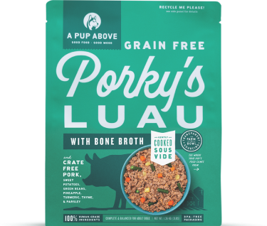 A Pup Above Gently Cooked Food for Dogs-Porky's Luau Recipe