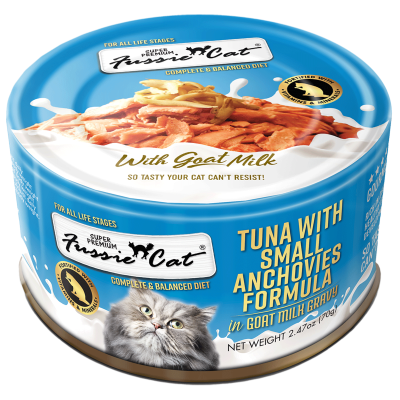 Fussie Cat Tuna with Small Anchovies Formula in Goat Milk Gravy Cat Food